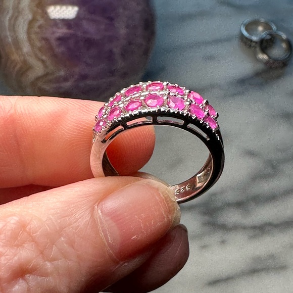 Genuine Ruby Sterling Silver Ring - Picture 5 of 5